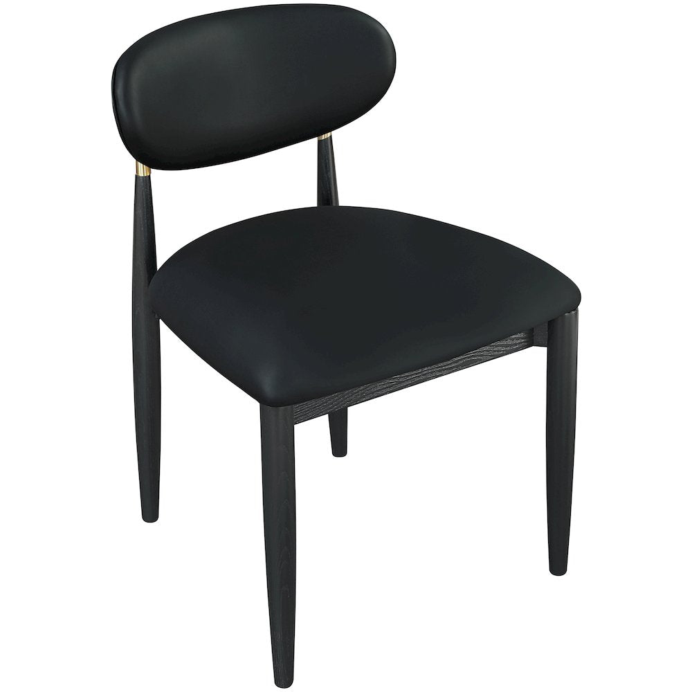 Riccio Black Vegan Leather Upholstered Dining Side Chair, Set of 2
