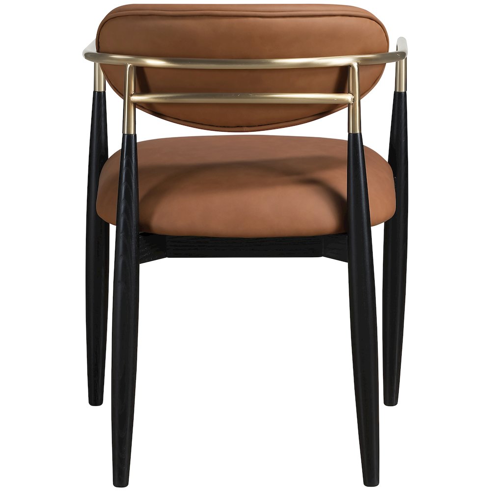 Riccio Cognac Vegan Leather Upholstered Dining Arm Chair, Set of 2