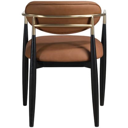 Riccio Cognac Vegan Leather Upholstered Dining Arm Chair, Set of 2