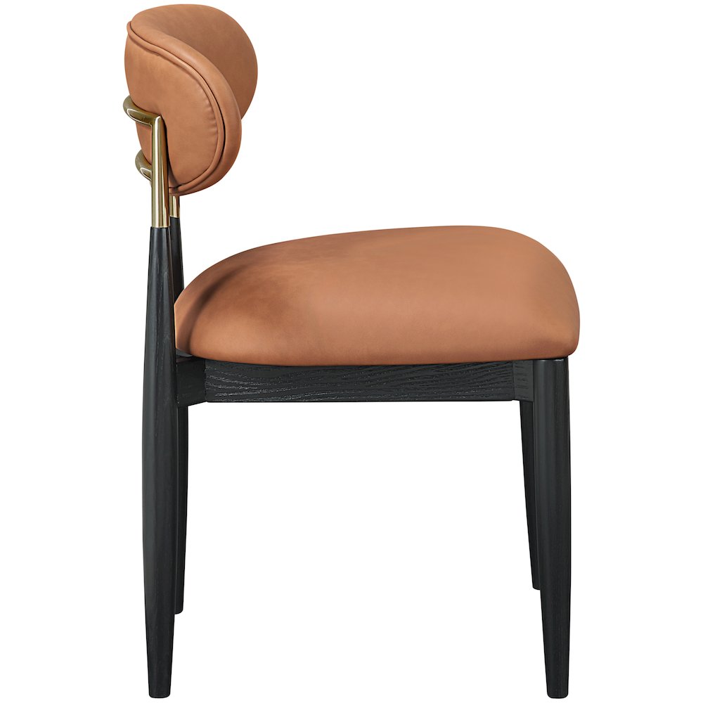 Riccio Cognac Vegan Leather Upholstered Dining Side Chair, Set of 2
