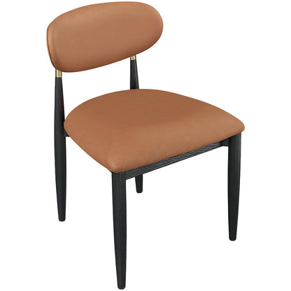 Riccio Cognac Vegan Leather Upholstered Dining Side Chair, Set of 2
