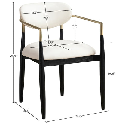 Riccio Cream Vegan Leather Upholstered Dining Arm Chair, Set of 2