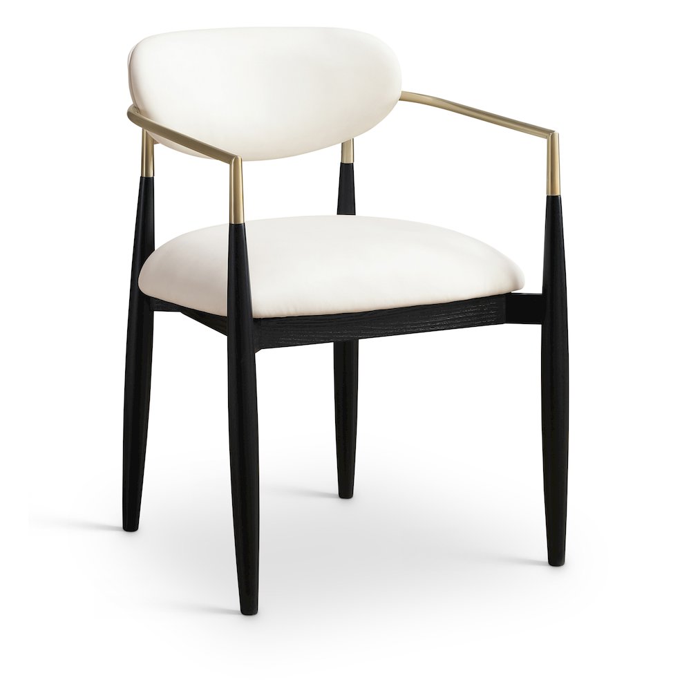 Riccio Cream Vegan Leather Upholstered Dining Arm Chair, Set of 2