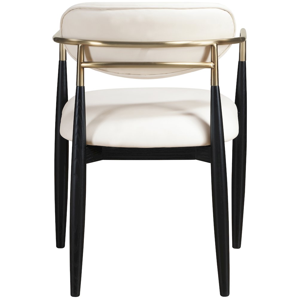 Riccio Cream Vegan Leather Upholstered Dining Arm Chair, Set of 2