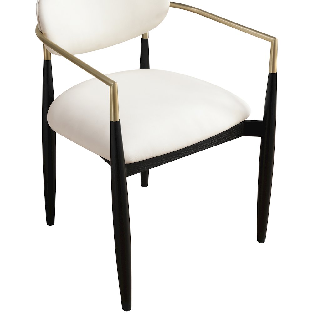 Riccio Cream Vegan Leather Upholstered Dining Arm Chair, Set of 2