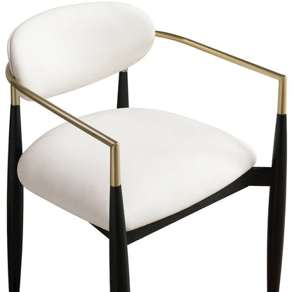Riccio Cream Vegan Leather Upholstered Dining Arm Chair, Set of 2