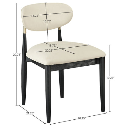 Riccio Cream Vegan Leather Upholstered Dining Side Chair, Set of 2