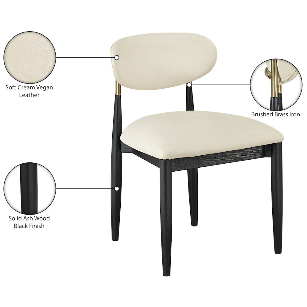 Riccio Cream Vegan Leather Upholstered Dining Side Chair, Set of 2
