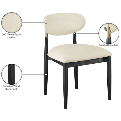 Riccio Cream Vegan Leather Upholstered Dining Side Chair, Set of 2