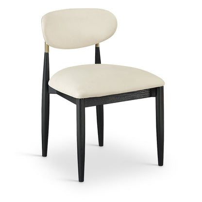 Riccio Cream Vegan Leather Upholstered Dining Side Chair, Set of 2