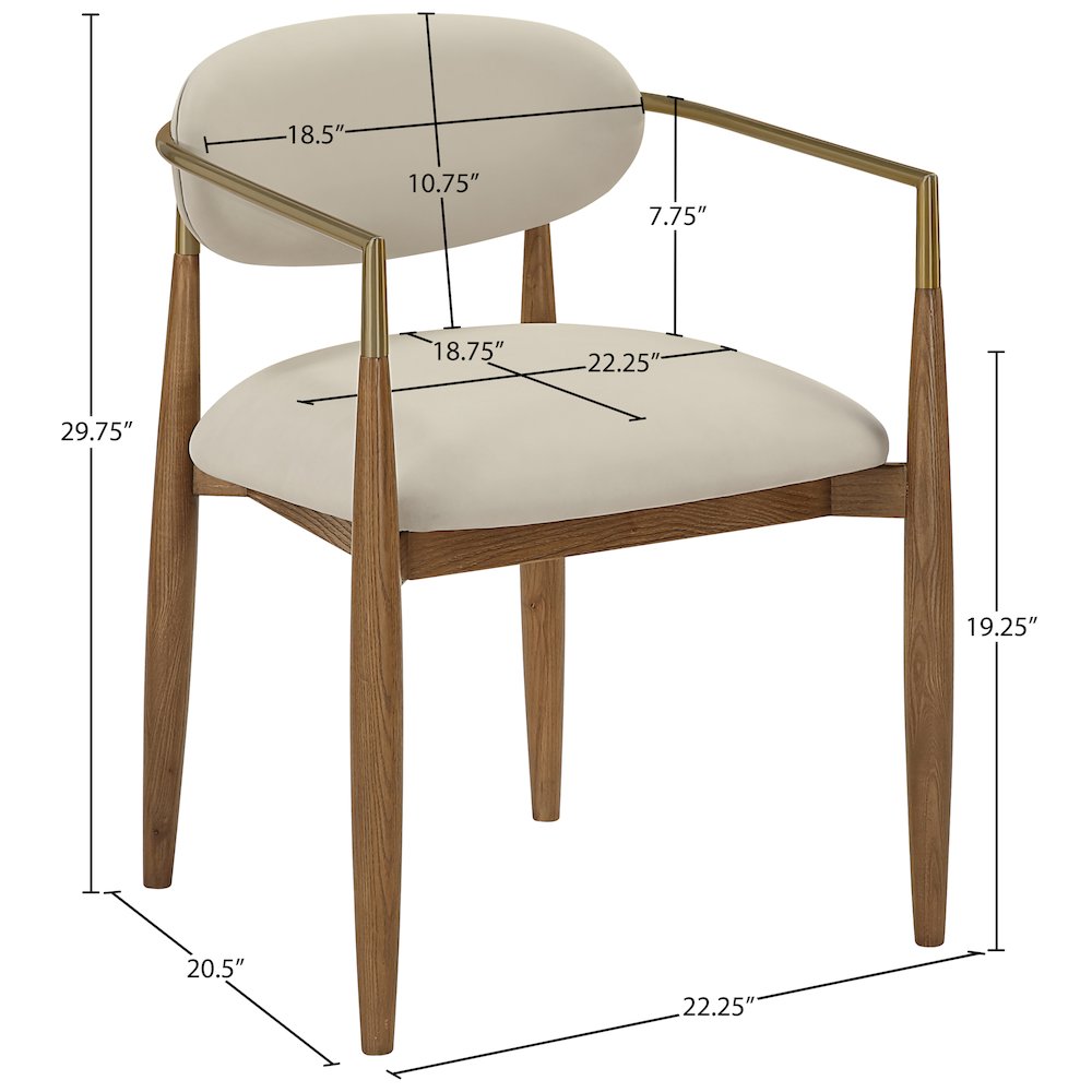 Riccio Beige Vegan Leather Upholstered Dining Arm Chair, Set of 2