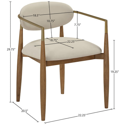 Riccio Beige Vegan Leather Upholstered Dining Arm Chair, Set of 2