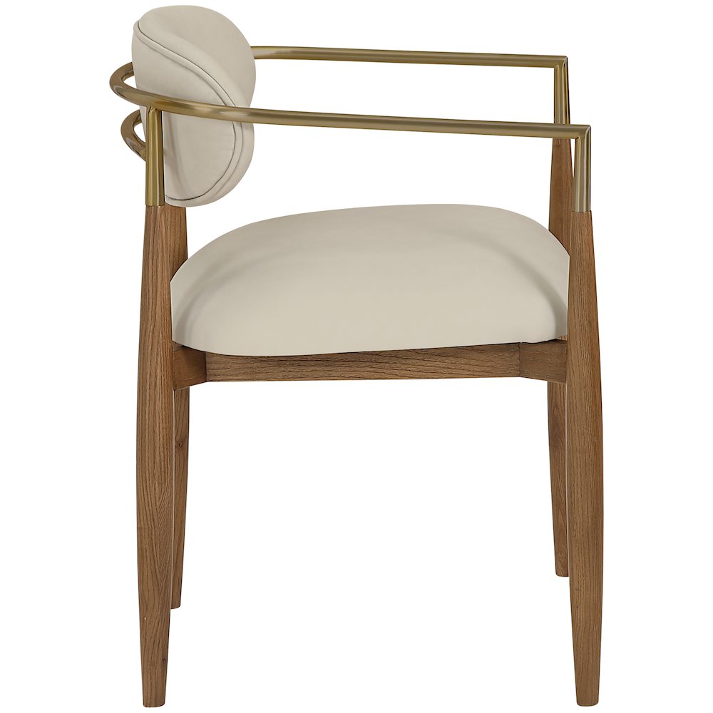 Riccio Beige Vegan Leather Upholstered Dining Arm Chair, Set of 2