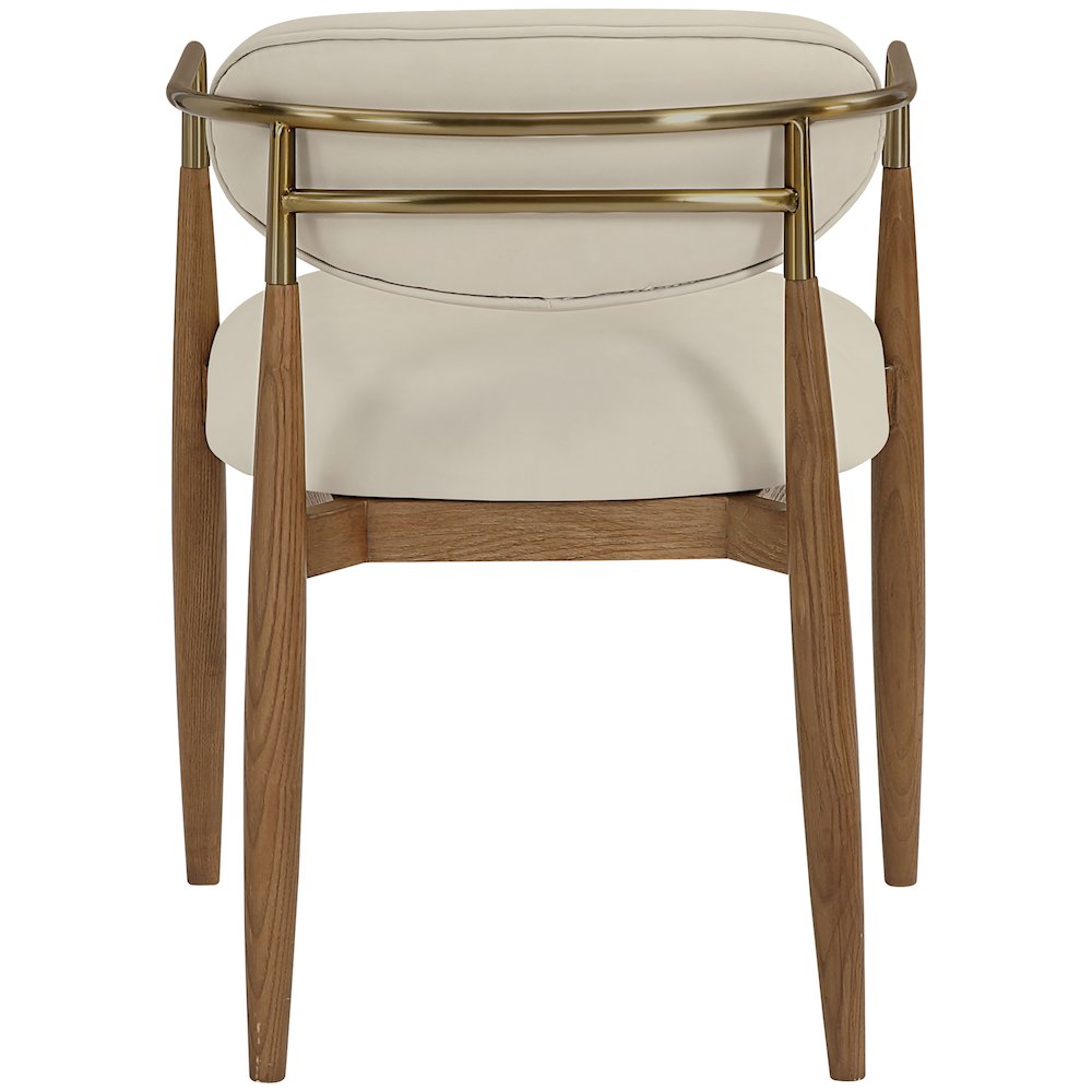 Riccio Beige Vegan Leather Upholstered Dining Arm Chair, Set of 2