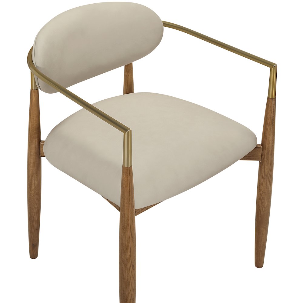 Riccio Beige Vegan Leather Upholstered Dining Arm Chair, Set of 2