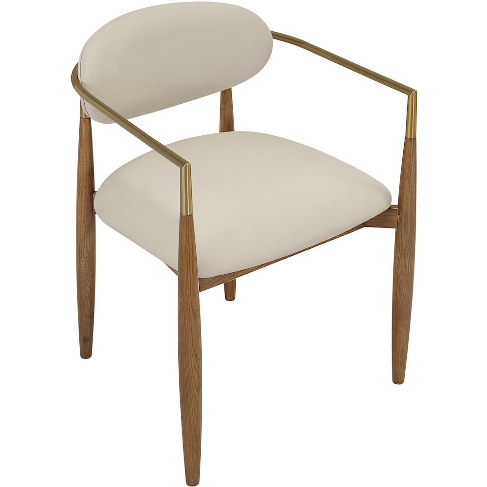 Riccio Beige Vegan Leather Upholstered Dining Arm Chair, Set of 2
