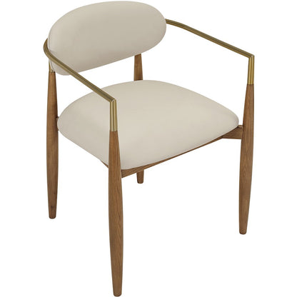 Riccio Beige Vegan Leather Upholstered Dining Arm Chair, Set of 2