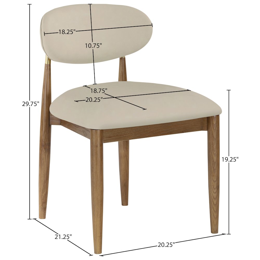Riccio Beige Vegan Leather Upholstered Dining Side Chair, Set of 2