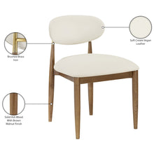 Riccio Cream Vegan Leather Upholstered Dining Side Chair, Set of 2
