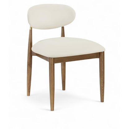 Riccio Cream Vegan Leather Upholstered Dining Side Chair, Set of 2