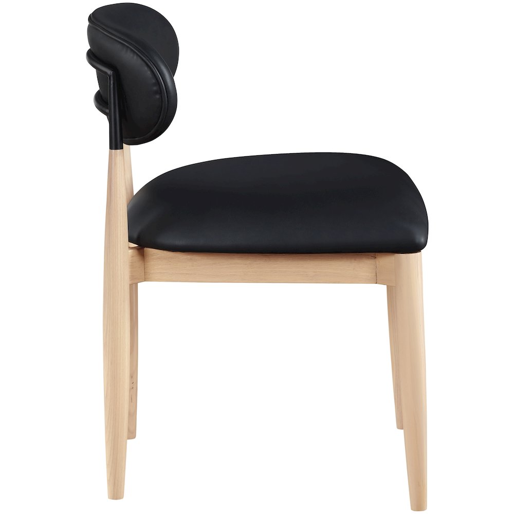 Riccio Black Vegan Leather Upholstered Dining Side Chair, Set of 2