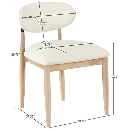 Riccio Cream Vegan Leather Upholstered Dining Side Chair, Set of 2