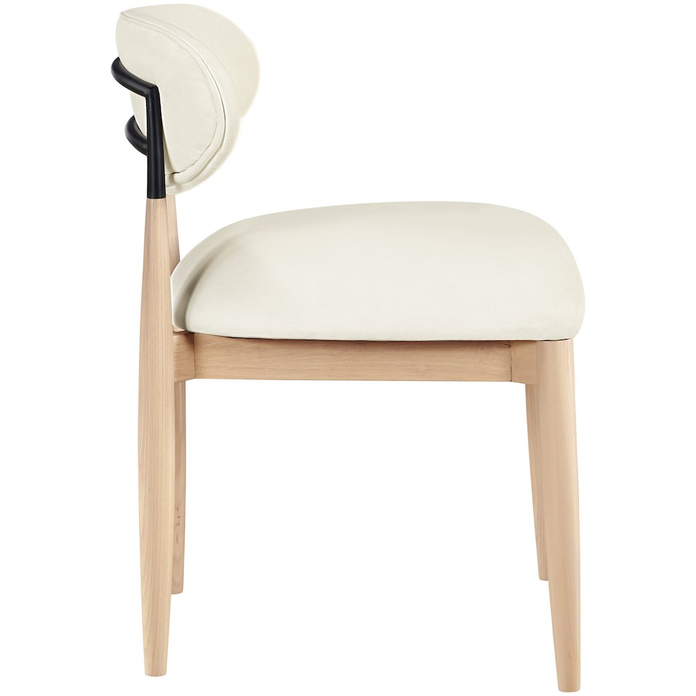 Riccio Cream Vegan Leather Upholstered Dining Side Chair, Set of 2