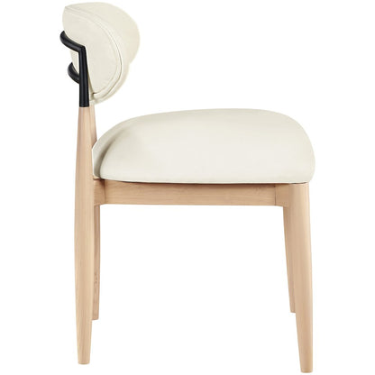 Riccio Cream Vegan Leather Upholstered Dining Side Chair, Set of 2