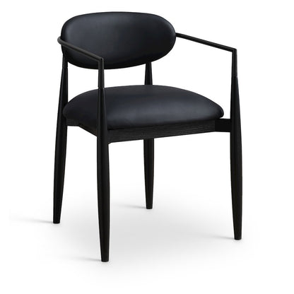Riccio Black Vegan Leather Upholstered Dining Arm Chair, Set of 2