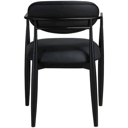 Riccio Black Vegan Leather Upholstered Dining Arm Chair, Set of 2