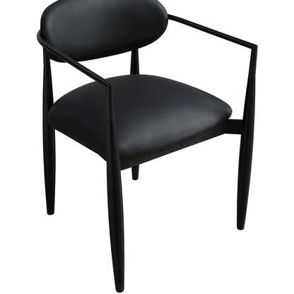 Riccio Black Vegan Leather Upholstered Dining Arm Chair, Set of 2