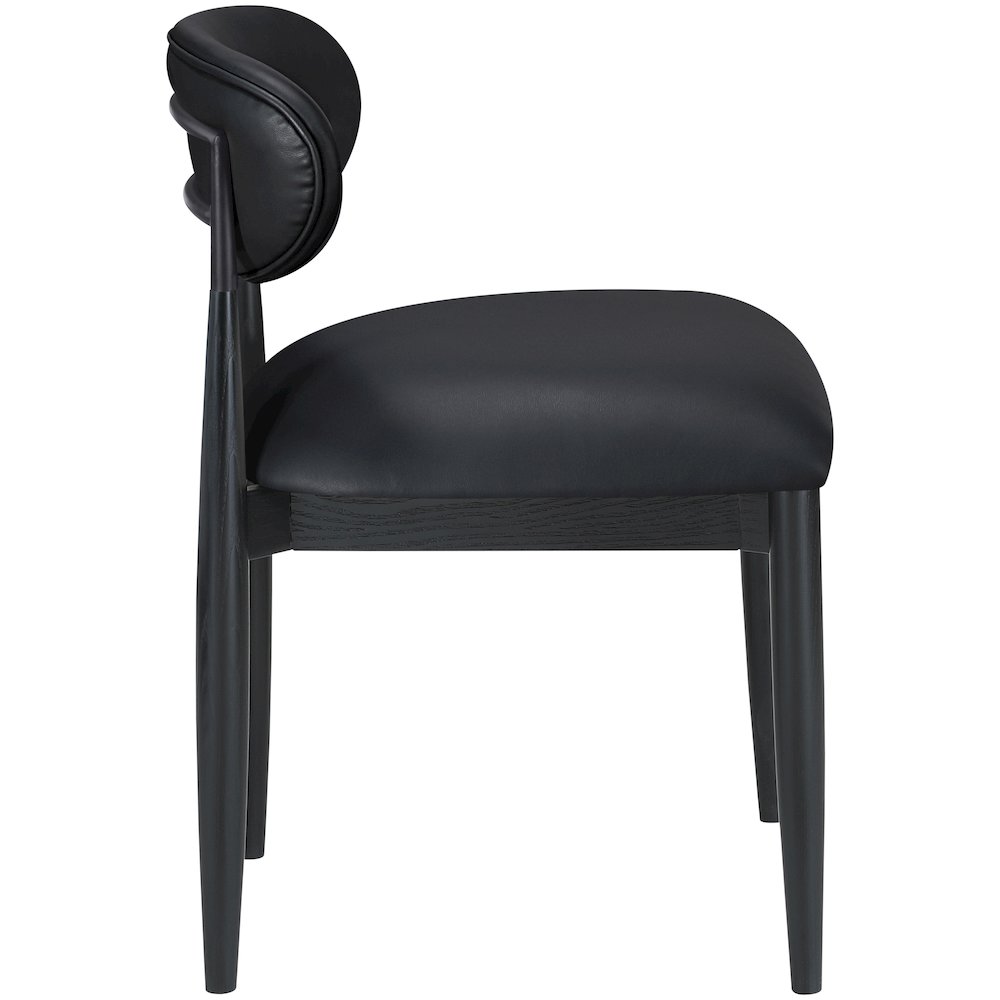Riccio Black Vegan Leather Upholstered Dining Side Chair, Set of 2