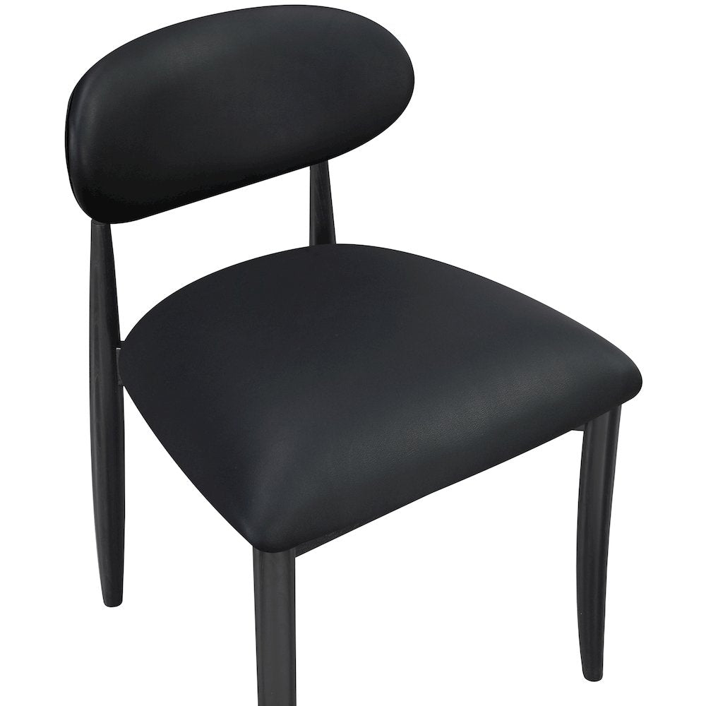 Riccio Black Vegan Leather Upholstered Dining Side Chair, Set of 2