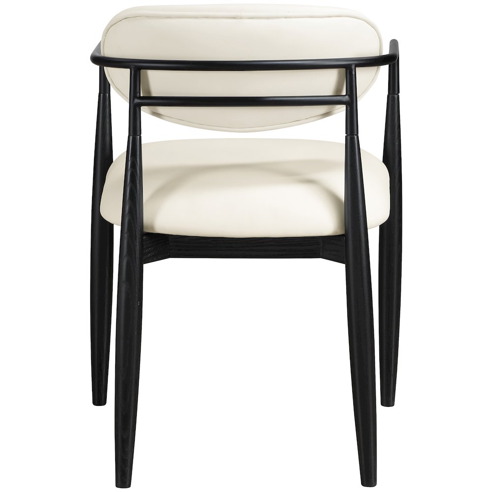 Riccio Cream Vegan Leather Upholstered Dining Arm Chair, Set of 2