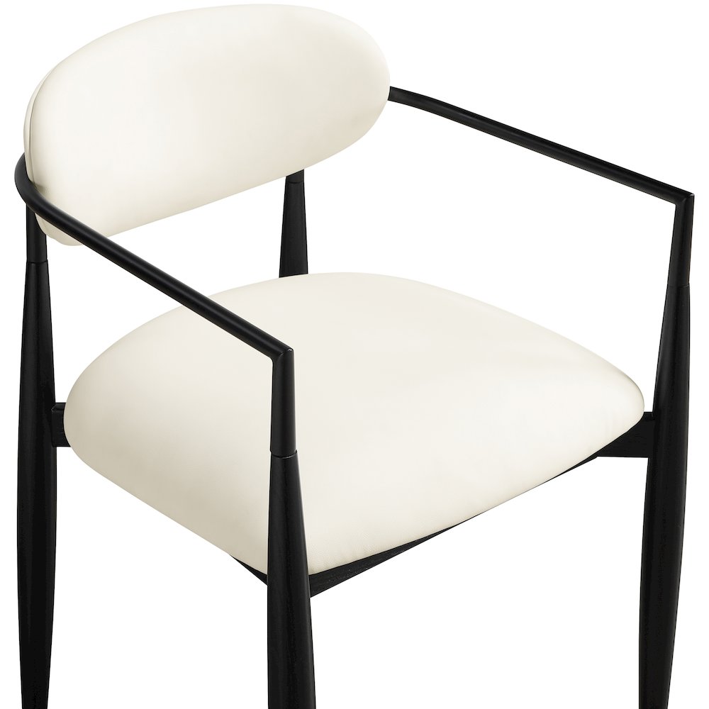 Riccio Cream Vegan Leather Upholstered Dining Arm Chair, Set of 2