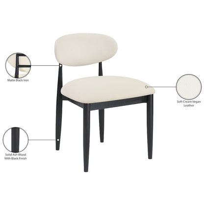 Riccio Cream Vegan Leather Upholstered Dining Side Chair, Set of 2