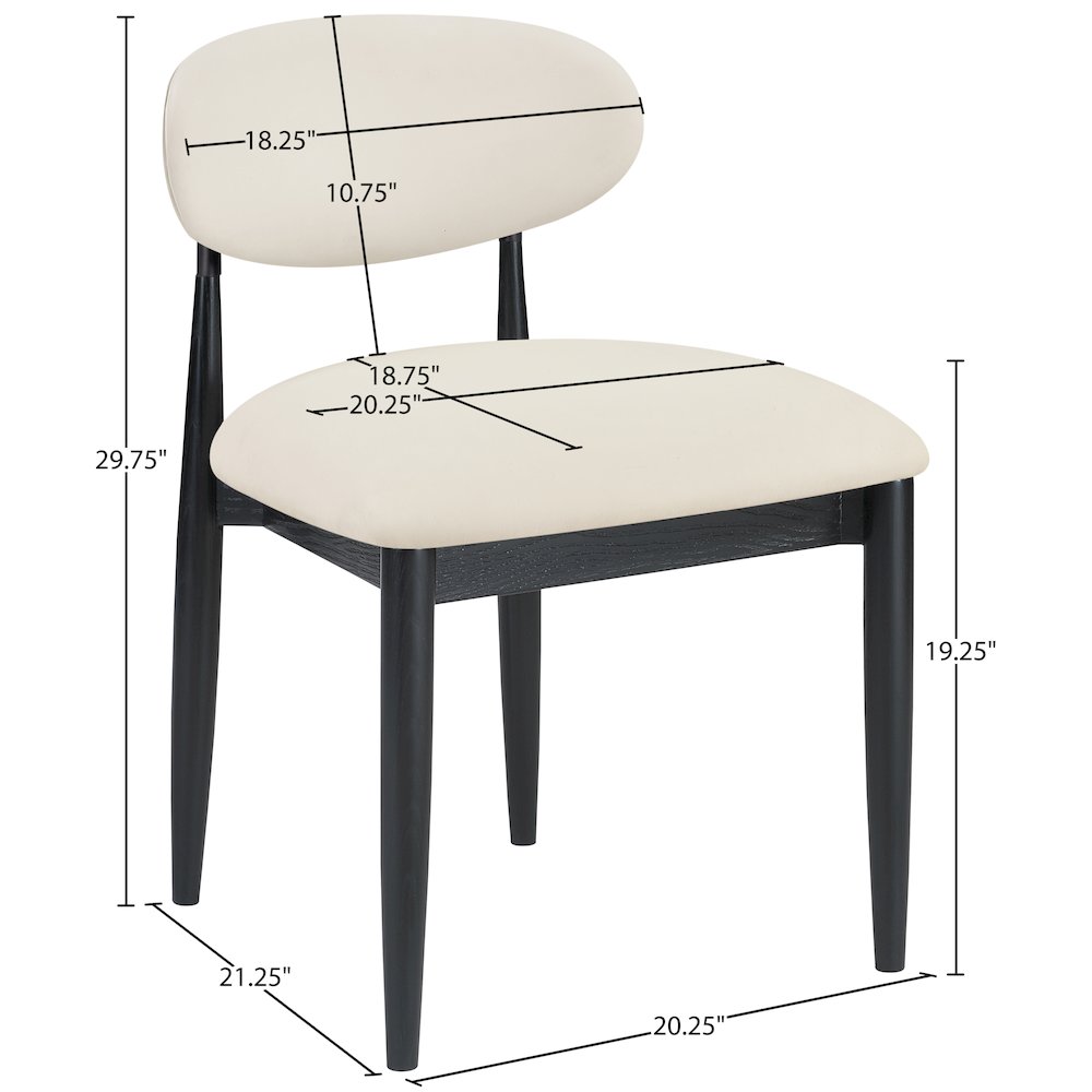 Riccio Cream Vegan Leather Upholstered Dining Side Chair, Set of 2