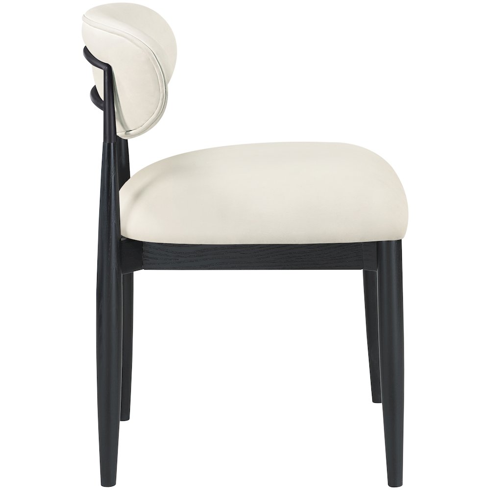 Riccio Cream Vegan Leather Upholstered Dining Side Chair, Set of 2