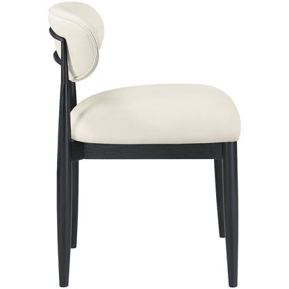 Riccio Cream Vegan Leather Upholstered Dining Side Chair, Set of 2