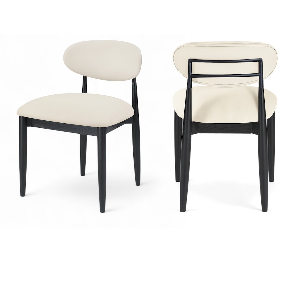 Riccio Cream Vegan Leather Upholstered Dining Side Chair, Set of 2