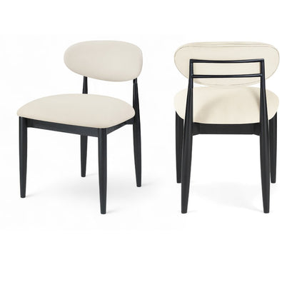 Riccio Cream Vegan Leather Upholstered Dining Side Chair, Set of 2