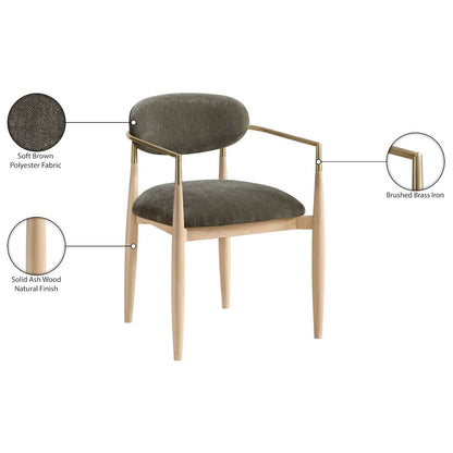 Riccio Brown Performance Fabric Upholstered Dining Arm Chair, Set of 2
