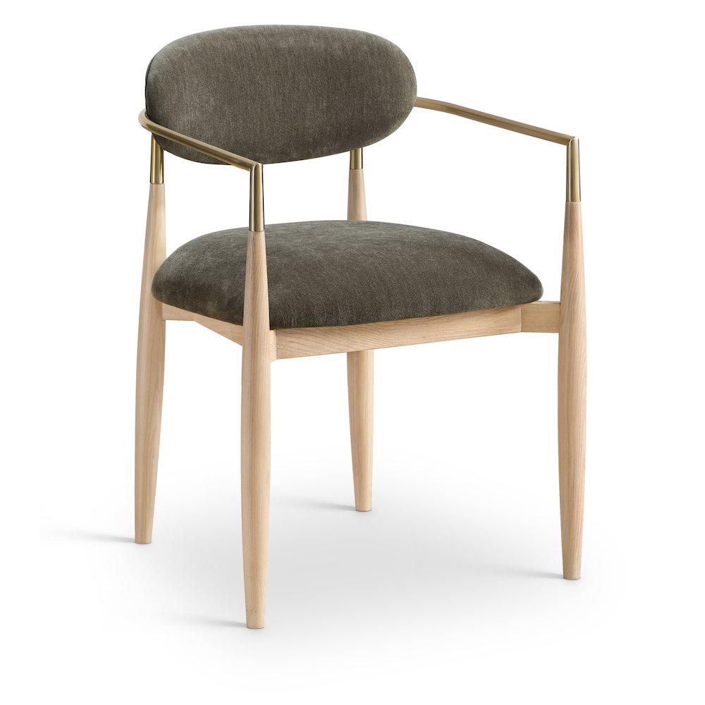 Riccio Brown Performance Fabric Upholstered Dining Arm Chair, Set of 2