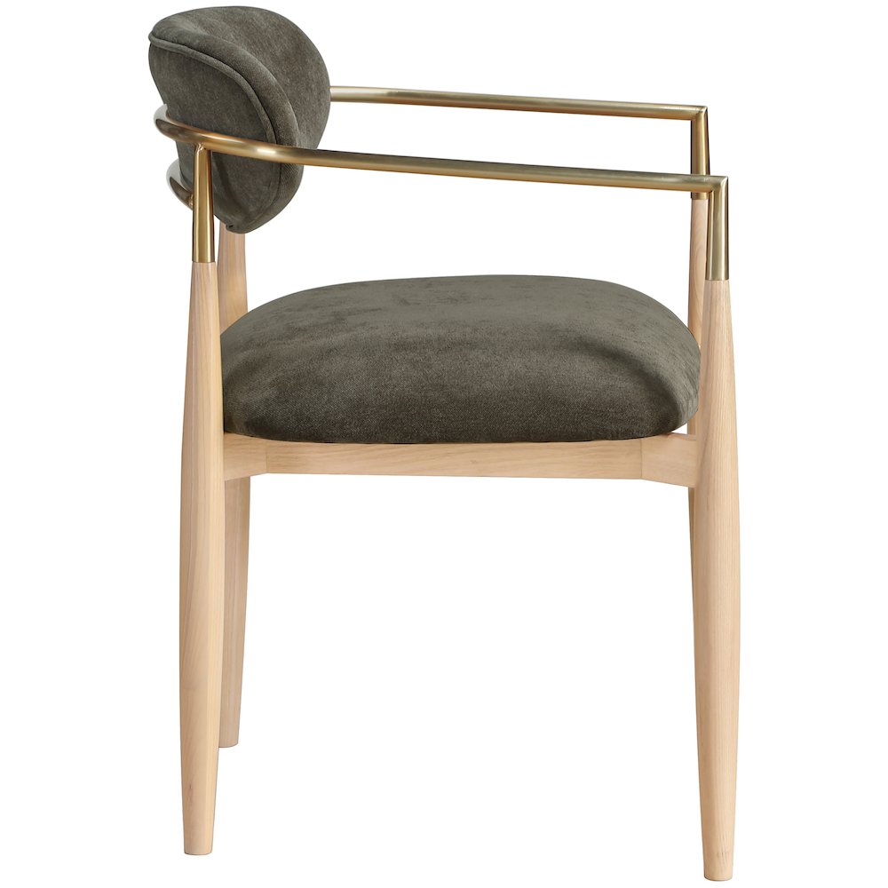 Riccio Brown Performance Fabric Upholstered Dining Arm Chair, Set of 2