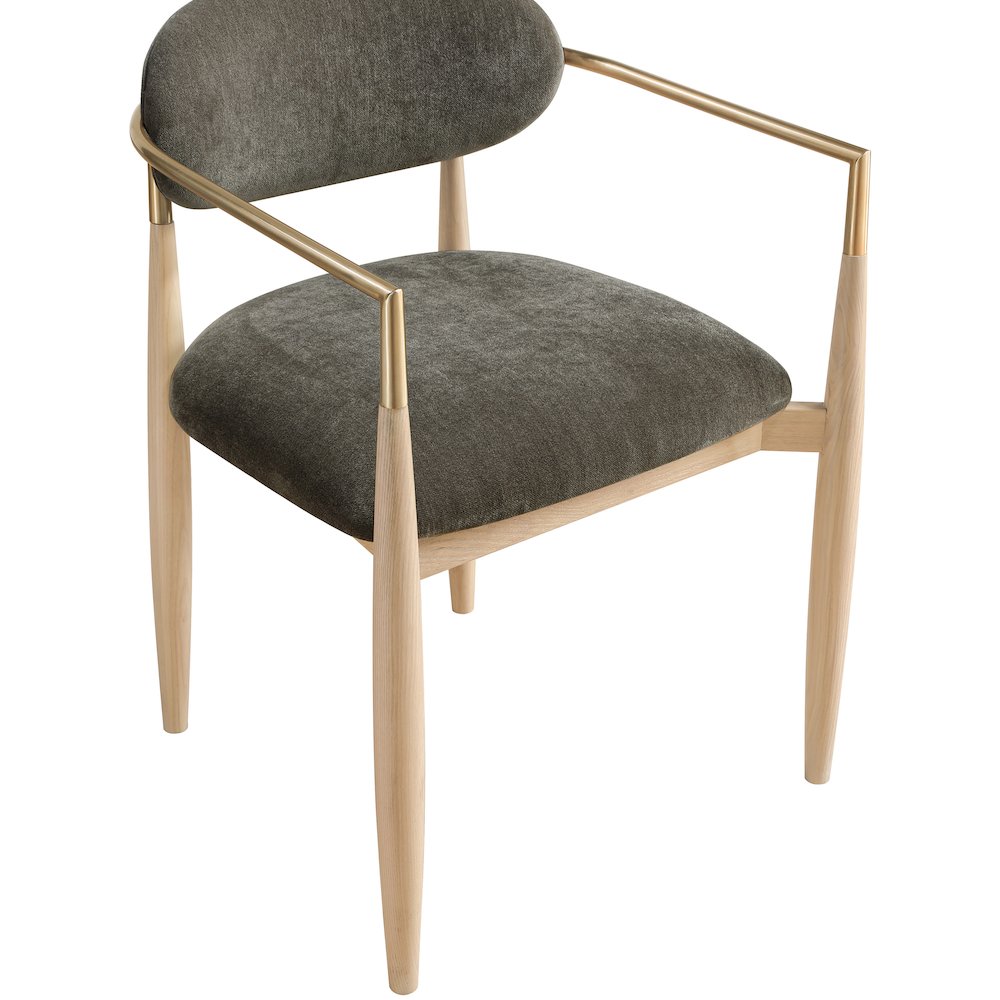 Riccio Brown Performance Fabric Upholstered Dining Arm Chair, Set of 2
