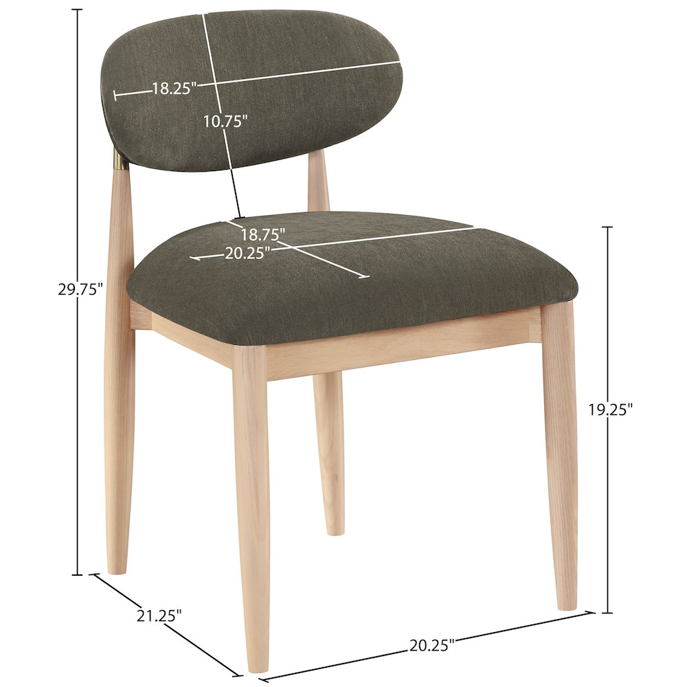 Riccio Brown Performance Fabric Upholstered Dining Side Chair, Set of 2