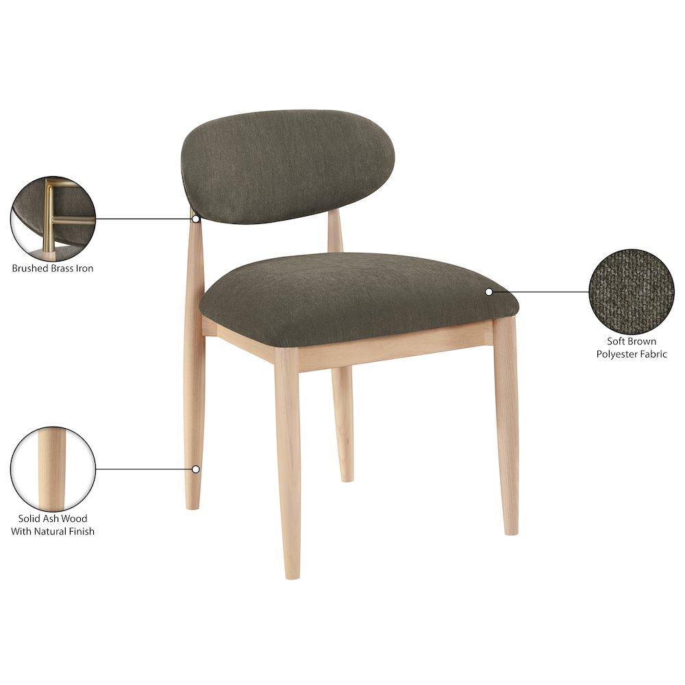 Riccio Brown Performance Fabric Upholstered Dining Side Chair, Set of 2