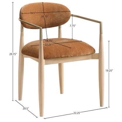 Riccio Cognac Performance Fabric Upholstered Dining Arm Chair, Set of 2