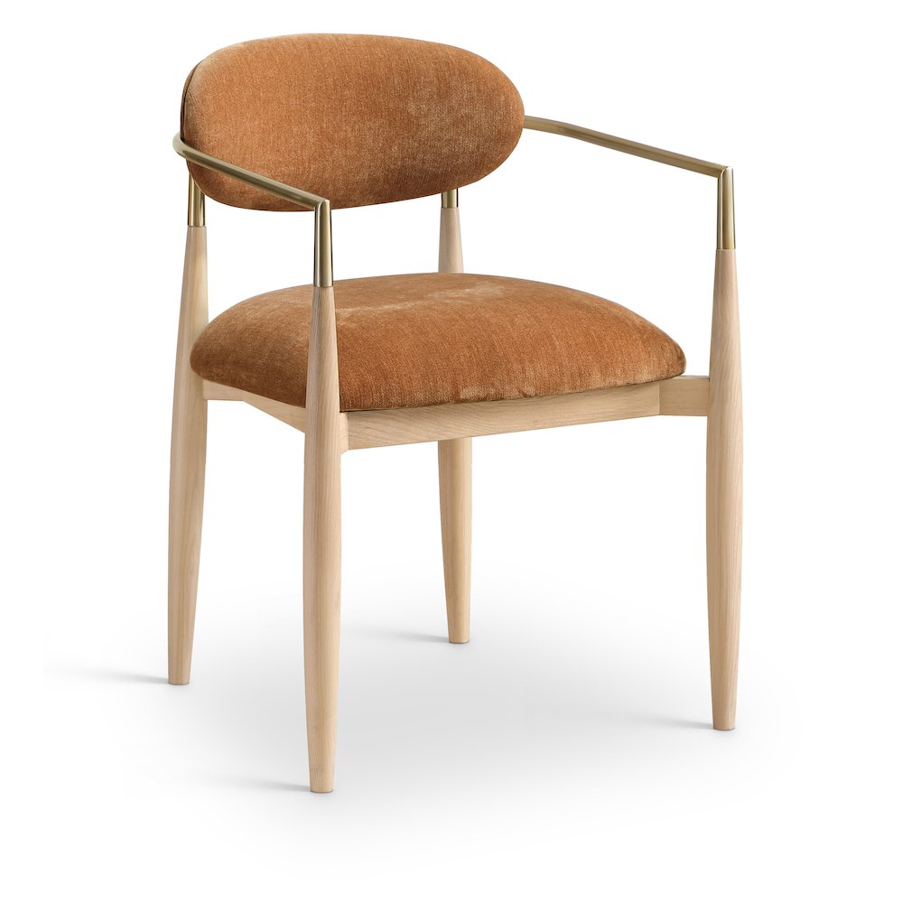 Riccio Cognac Performance Fabric Upholstered Dining Arm Chair, Set of 2