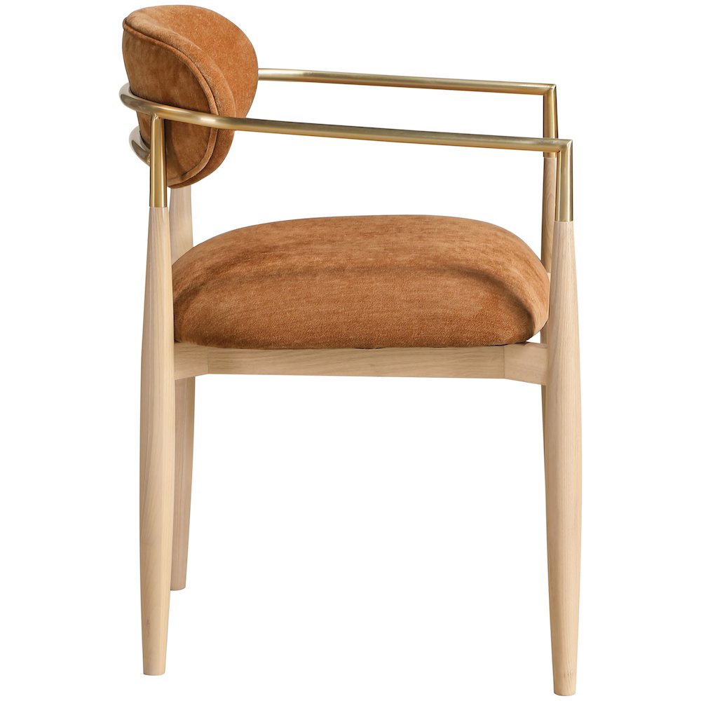 Riccio Cognac Performance Fabric Upholstered Dining Arm Chair, Set of 2
